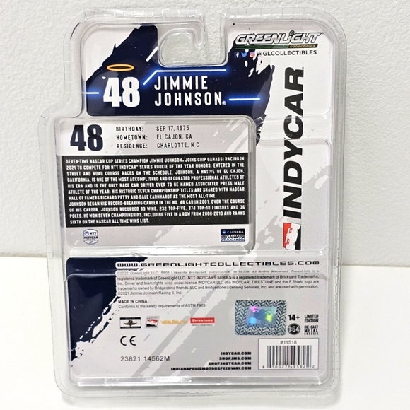GREENLIGHT INDYCAR #48 Jimmie Johnson Limited Edition Car Model - Picture 9 of 15